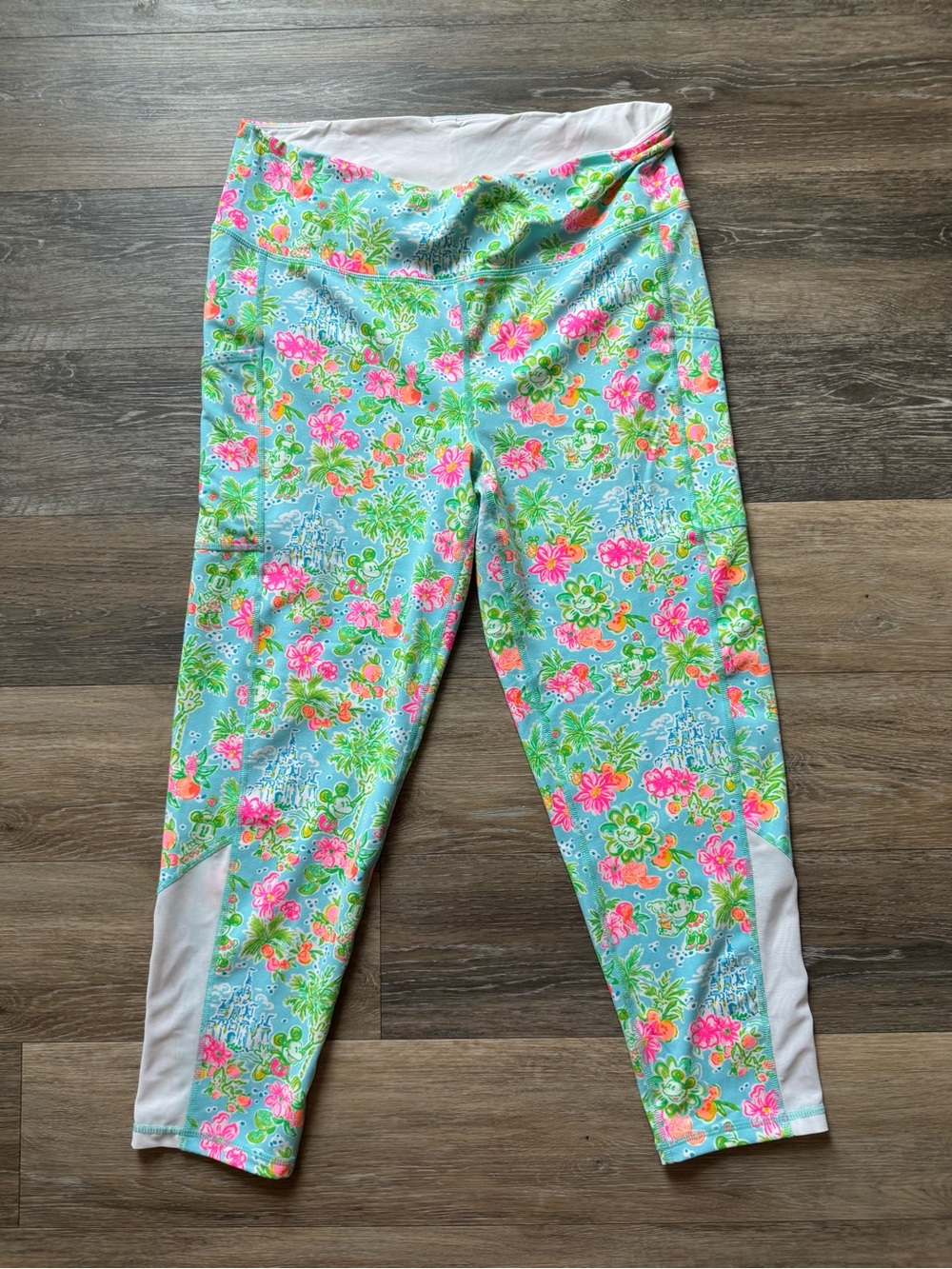 Disney Parks X Lilly Pulitzer Weekender Mickey Cinderella Castle Legging sz XL - Picture 2 of 5